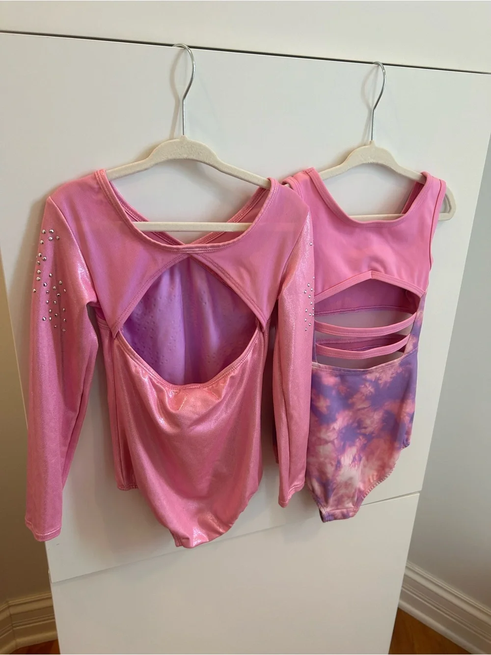 Set of 2 Pink Tie-Dye and Sparkle Dance Leotards - Size XS (4/5)